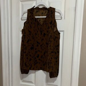 Elegant Brown Patterned Women's Blouse